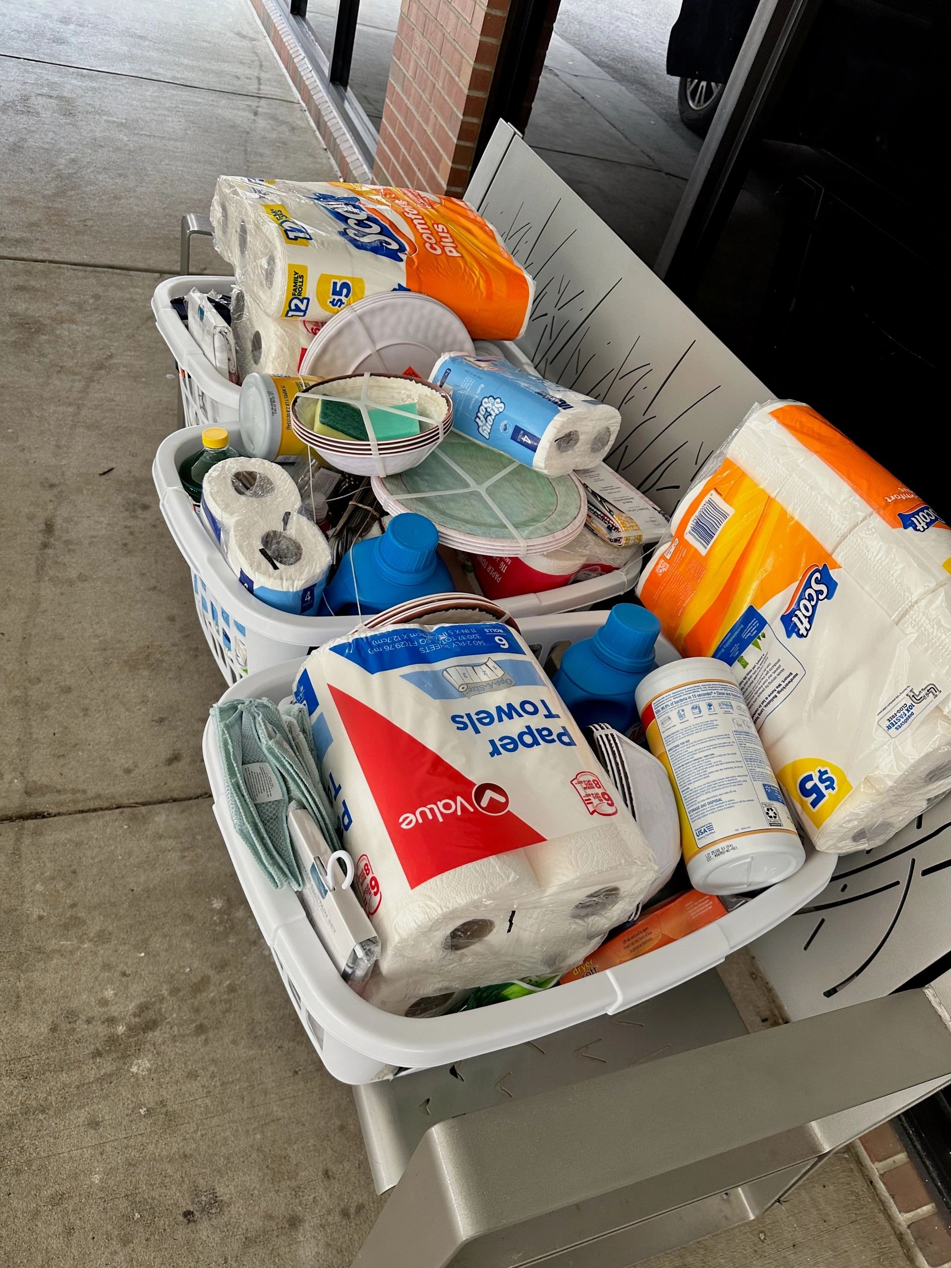 Overhead photo of household essentials basket